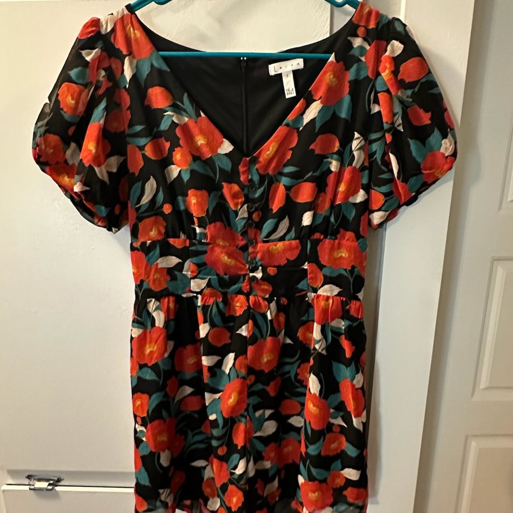 Leith Button Front Romper Black Dolce Floral S